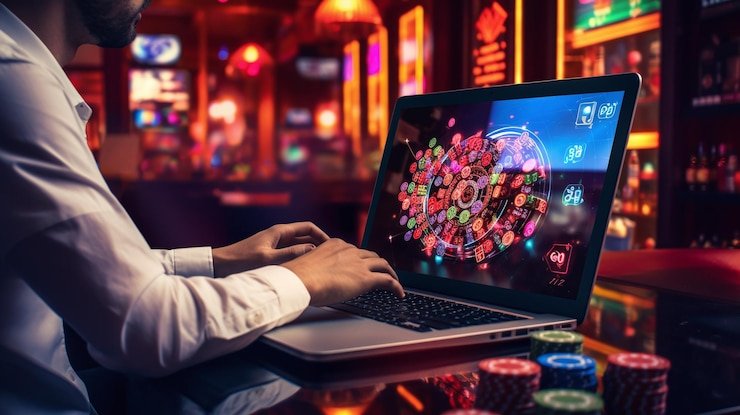 Ilustrasi perlindungan data digital menggunakan teknologi modern dan keamanan tinggi